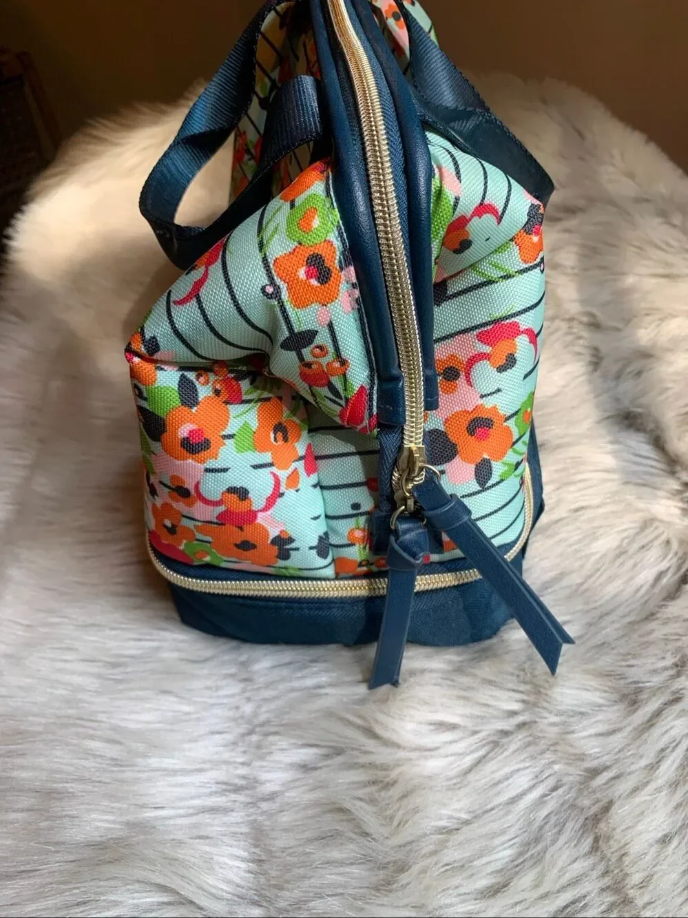 Dabney Lee Lunch Tote Bag Floral and  Navy